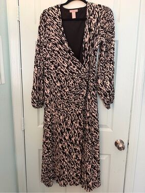 H&M Blush Pink and Black Wrap Midi Dress